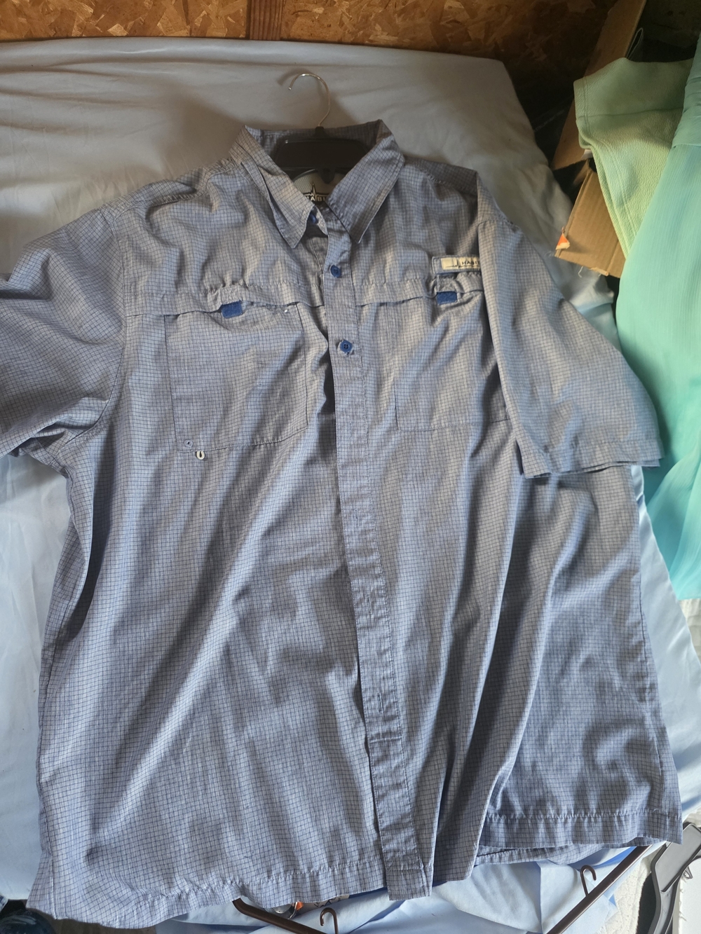 Men's Lightweight Short-Sleeve Blue Check Shirt-Jacket